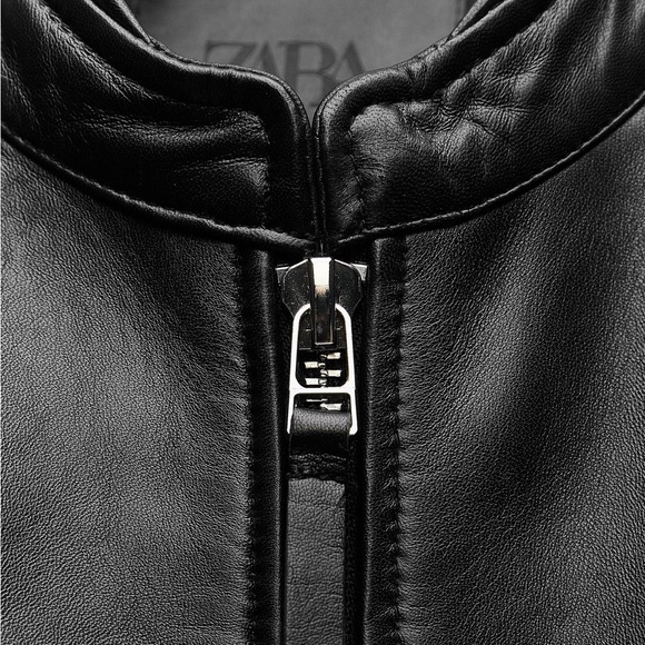 ZARA GENUINE LEATHER JACKET NEW - Picture 3 of 11